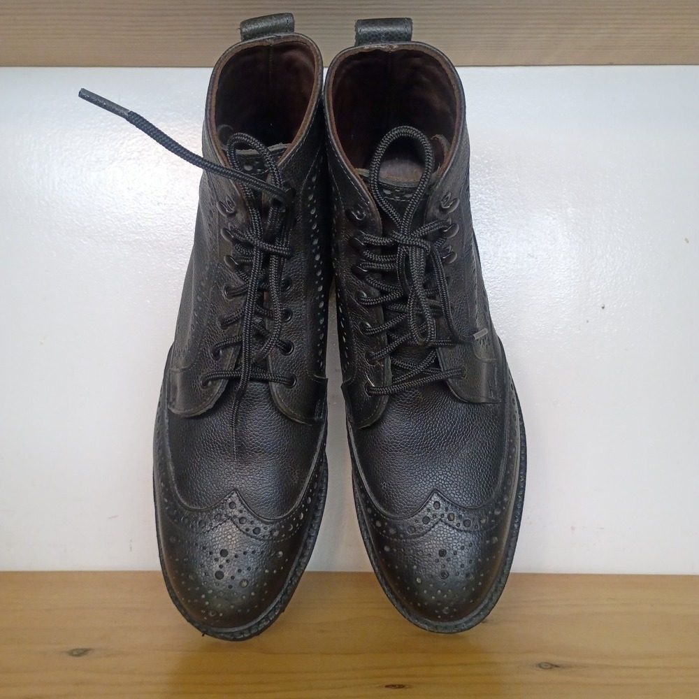 Allen Edmonds Long Branch Black Pebbled Leather Wingtip Boots Men's 10 D Vibram - Picture 8 of 15